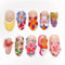 Noerrors False Nails French 3D Tropical Flower Press on Nails Medium Almond Colorful Floral Butterfly Spring Summer Glue Stick on Nails with Rhinestones Removable Fake Nails Art Accessories