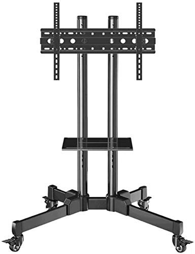 Supporto TV Universale Girevole da Tavolo in Acciaio Inox con Supporto per TV da 42 a 65 Pollici Supporto per treppiede da Pavimento per TV Bianco su Ruote