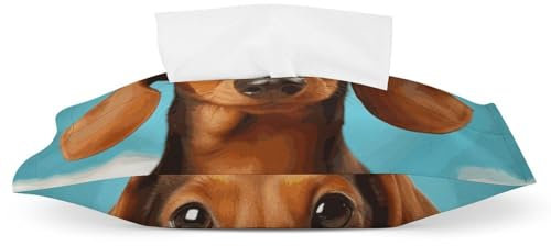 Taschentuchbox mit Dackel-Motiv, modern, dekorativer Taschentuchhalter, Polyurethan, rechteckige Aufbewahrungsbox, geeignet für Schminktische, Büro, Nachttisch