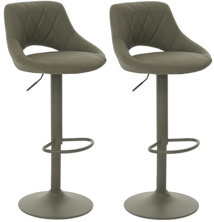 Mendler 2er-Set Barhocker HWC-N64, drehbar Kunstleder Metall - grün | Barstuhl, Tresenhocker, Fußablage