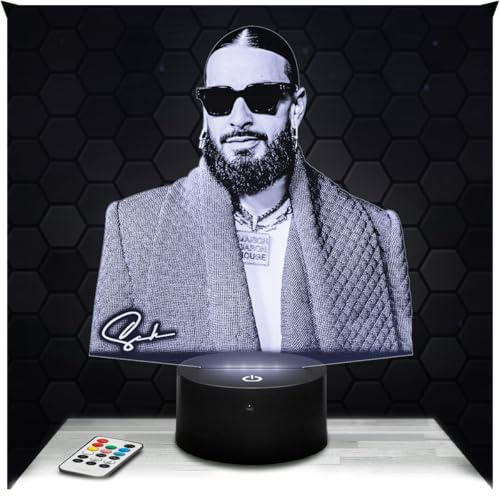 Lampephoto.fr - Lampe SCH Rapper 3D Touch Nachtlicht Rap | Made in France, Sockel & Größe wählbar, dimmbar, Batterie/USB, HD-Lasergravur, Geschenk für Sie & Ihn