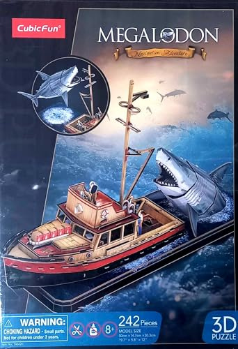 3D Puzzle Megalodon, Haiangriff auf EIN Schiff, CubicFun Hai Fisch Schiff Boot