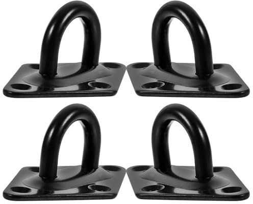 GARVALON 4 pcs Stainless Steel Pad Eye Plate Heavy Duty Wall Mount Hooks for Ceiling Fan Hanging Rust-Resistant U Hooks with Compact Design for Indoor and Outdoor Use