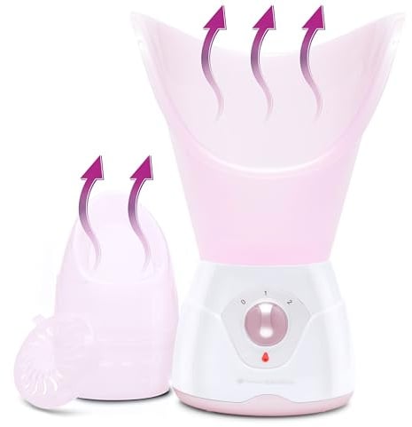 Rio Gesichtsdampfer und Gesichtssauna Spa für eine effektive Tiefenreinigung der Haut, öffnet Poren & entfernt Mitesser, Nasenaufsatz zur Linderung von Verstopfungen (Rosa)