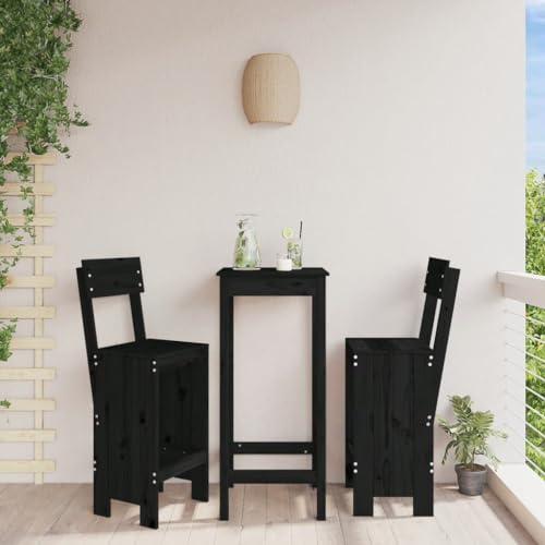 Lot de 2 Tabourets de Bar en Bois Massif Pin Noir pour Terrasse et Jardin, Hauteur 75 cm, Design Confortable avec Dossier et Repose-Pieds, Supporte 110 kg, 40x48. 5x115. 5 cm, Assemblage Facile