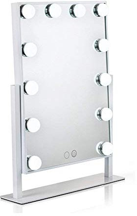 Waneway Miroir de courtoisie éclairé avec Ampoules LED intensité réglable 12 x 3 W et Touch Control Design, Style Hollywood, Miroir Maquillage Lumineux avec luminaires LED, Blanc