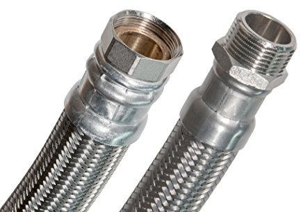 SFX® Flexschlauch 50cm DN25-1 Zoll ÜM x 1 Zoll AG flexibler Edelstahl Umflechtung Panzerschlauch 500mm
