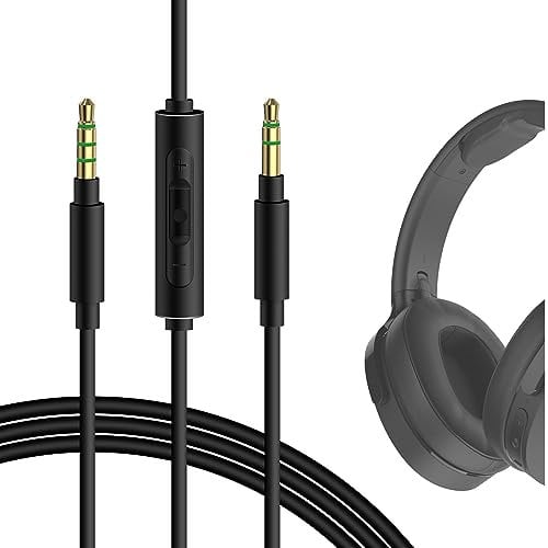 GEEKRIA Audio Cable with Mic Compatible with Skullcandy Hesh Evo/3/2, Venue, Riff 2 Headphones Cable, 1/8 (3.5mm) to 3.5mm Replacement Stereo Cord with Inline Microphone (4 ft/1.2 m)