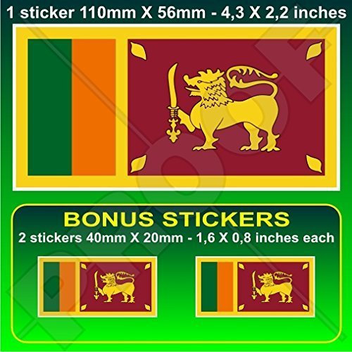 SRI LANKA Srilankische Flagge Ceylon 110mm Auto & Motorrad Aufkleber, Vinyl Sticker x1+2 BONUS