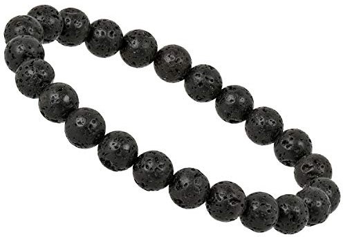 ELEDORO Echte Edelstein Perlen Chakra Armband PowerBead Stretch Perlenarmband 8mm mit Lavastein