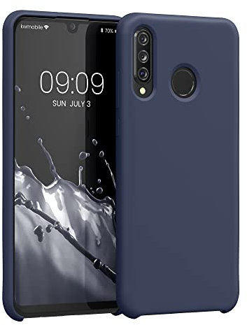 kwmobile Carcasa Compatible con Huawei P30 Lite Funda - Case TPU y Silicona antigolpes - Apto Carga inalámbrica - Azul Oscuro Mate