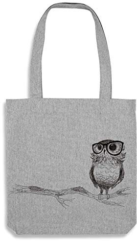 Ligarti Tasche I nachhaltiger Jutebeutel bedruckt I hochwertige stabile Einkaufstasche | (Brilleneule (grau))