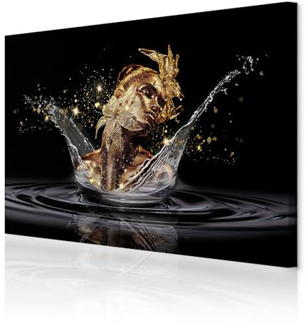 decomonkey - Impression sur Toile Abstrait 120x80 1 Pièce - Tableau Décoration Appartement Cadre en Bois Déco Salon Peinture sur Toile Maison Abstraction les femmes modernes font face à l'eau