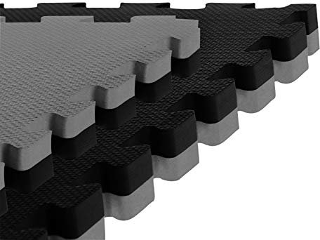 Sportmatte -Checker- 1x1m Kampfsportmatte, EVA Kampfsportmatten (2 cm, schwarz/grau)