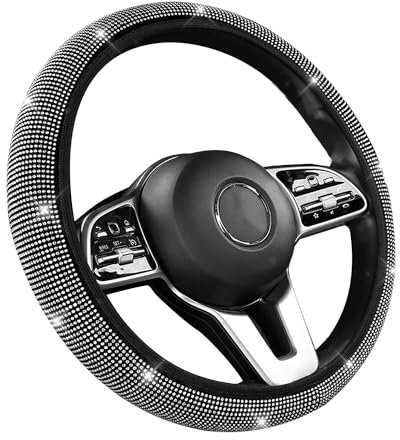 Lenkradbezug Glitzer, Bling Bling Leder Lenkradhülle, Crystal Lenkrad Abdeckung, Lenkradabdeckung aus Kristall, Universal rutschfest Lenkrad Abdeckung Auto-Dekozubehör (36-40cm)