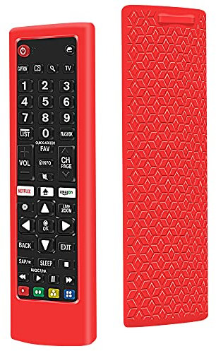Custodia in Silicone per LG Telecomando AKB75095308 AKB74915324 AKB73715601 AKB75095307 Telecomando, Anti-Scivolo Antiurto Protettiva Cover Cassa Copertura per LG Smart TV Remote AKB7 serie (Rosso)