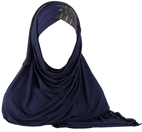 JDYaoYing Glitzer Pailletten Hijab Muslim Kopftuch Schal Islamischer Schal Lange Turban Kappe Kopfbedeckung, Schwarz, Einheitsgröße