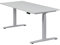 boho office® Höhenverstellbarer Schreibtisch 180 x 80 cm - Elektrisch stufenlos, inkl. Wireless Charger, Memoryfunktion, Kollisionsschutz - Basic Line Silber inkl. Tischplatte in Lichtgrau