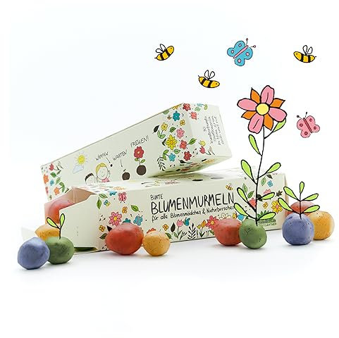 Die Stadtgärtner Blumenmurmeln das Original I 5X 25 handgemachte & kunterbunte Samenbomben mit über 20 Arten von Blumen-Saatgut I Mitgebsel Kindergeburtstag I 100% ökologisch & min. 2 J. haltbar