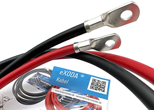 eXODA Cavo da batteria di 100cm Cavo di alimentazione da 35 mm² in rame con estremità ad anello M6