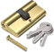 Bwintech 80 mm (35/45) Serratura a Cilindro Euro in Ottone Lucido Serratura a Cilindro Chiave/Chiave con 3 Chiavi Standard Anti-Pick Anti-urto Anti-trapano Polished Brass