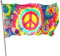 Batik-Fahne, Friedensflagge, 90 x 150 cm, Regenbogenfarben, Hippie-Flagge, für drinnen und draußen, Garten, Hof, Banner, dekorativ mit Metallösen