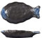WEMUBSU Fisch Keramik Teller 2er Set, Niedliche Porzellan Dessertteller Vorspeisenteller Speiseteller für Zuhause Küche, Sushi Teller Set für 2, Mikrowellen- und Spülmaschinenfest (Blau)