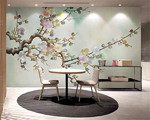 Tapete 3D Wandaufkleber Bunte Blumen Pflaumenbäume Hintergrund Schlafzimmer Wandaufkleber Aufkleber Home Decor Kunst Wandbild Tapete Abziehen Und Aufkleben Abnehmbar Wohnzimmer Kinderzim 400x280 cm