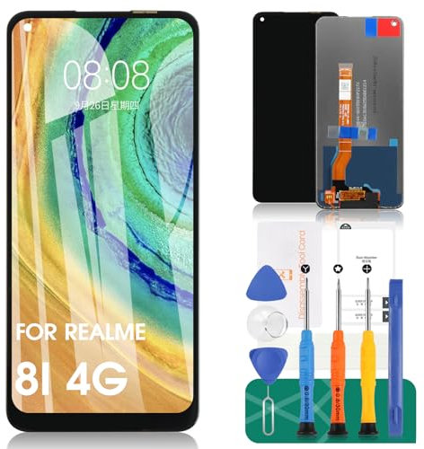 para Realme 8i Pantalla de Repuesto para OPPO A96 4G Pantalla LCD para Realme 9i Pantalla táctil para Realme Narzo 50 Conjunto digitalizador Kits de reparación (Negro)