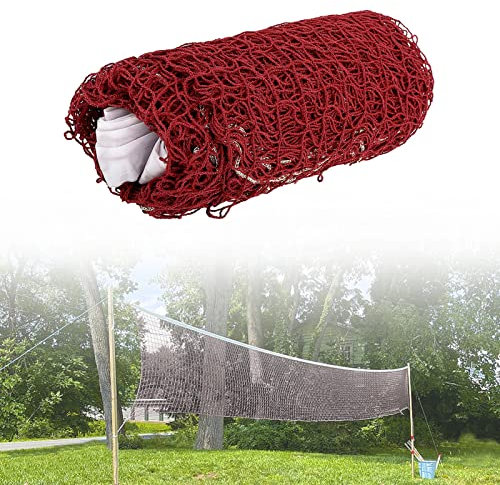 Filet De Badminton De Jardin, Filet De Volley-Ball Pliable Filet De Remplacement De Volley-Ball, Filet De Volley-Ball De Plage Portable, pour Plage Cour Piscine Intérieur Jeu (Jujube Rouge)