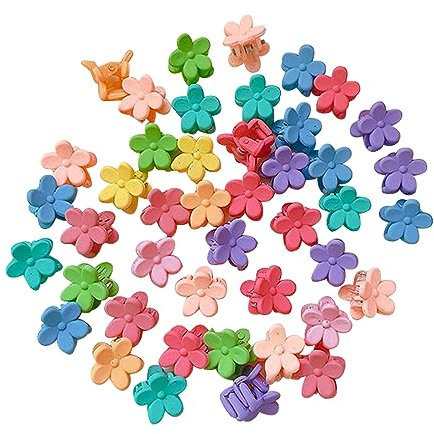 RTRTGS 50 pezzi Fermagli per Capelli, Mini Mollettine Capelli, Mollette Capelli Bambina Artiglio Barrettes, Pinzette Capelli Bambina,Fiori Piccoli Pinzette per Capelli in Plastica