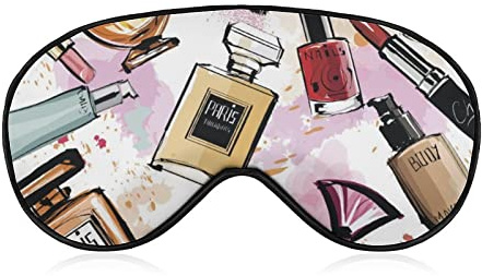 Leichte und bequeme Augenmaske, Augenbinde, Augenschutz für Jungen und Mädchen, moderne Dame, Mädchen, Kosmetik, Parfüm, Lippenstift, Kunst, Schlafmaske für Nickerchen, Reisen, Arbeit, maschinenwasc