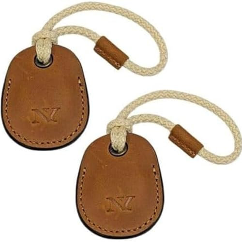 NEYYOS - Airtag Anhänger aus Echtem Leder, Air Tag Tracker, Hülle Tragbar & Schlüsselanhänger, Schutzhülle Schlüsselfinder, Holder, Keychain Halter Case ([2er Pack Braun], B)