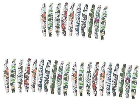 Beavorty 30pcs Half Moon Printing Nail Files Double Sided Nail Buffer Shaper for Home Salon