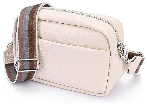 Umhängetasche Damen Stylisch ein crossbody bag damen Vegan Leder Bauchtasche Sehr schone Gürteltasche Crossbag Crossbody Bag damen Ledertasche (Beige)