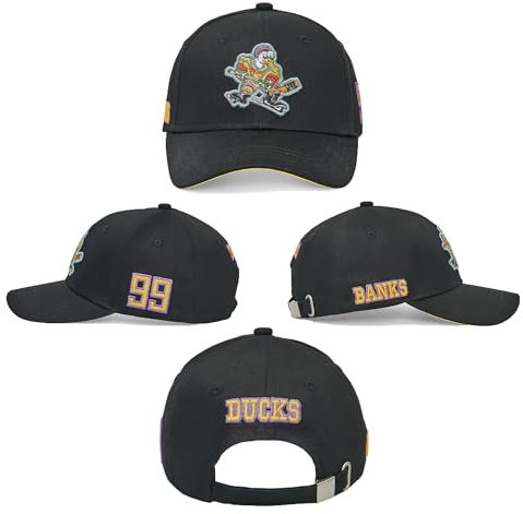 D-5 Mighty Ducks Verstellbare Snapback Mütze für Herren Damen #96 Conway #99 Banks Unisex Hip Hop Baseball Cap, Neu Schwarz #99, Einheitsgröße