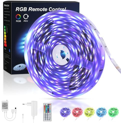 Rubans à Led Chambre Bande 5m Rgb SMD 5050 150 LED avec Télécommande Changement de Couleur Autocollante Pour Décoration de Noël Anniversaire Mariage Fête Cuisine Gaming Salle Maison Bar OUSFOT