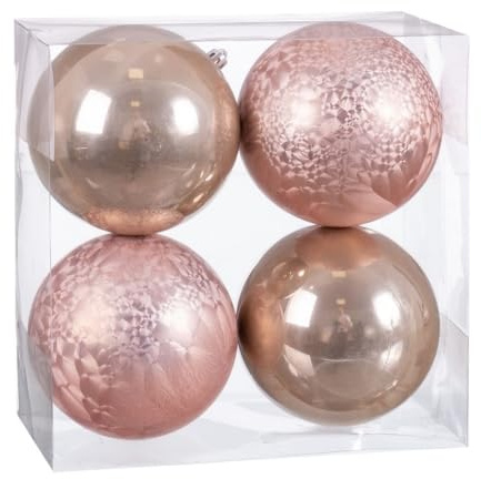 BigBuy Christmas Weihnachtskugeln Beige Kunststoff 10 x 10 x 10 cm (4 Stück)