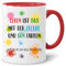 Tasse mit Spruch, Leben ist das mit der Freude, Geschenk, Freund, Freundin, große tasse, geschenke für oma, faultier geschenk, tasse lustig