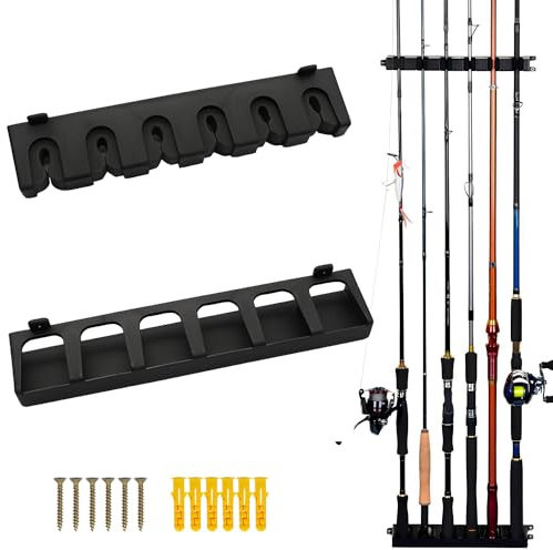 Wuzdy Portacanne Da Pesca Verticali, Porta Canne Da Pesca Porta, Portacanna Da Pesca Da Muro, Portacanne Parete Supporti, Canne Da Pesca a Parete, Adatto a Tutti i Tipi Di Aste, Per 6 Canne