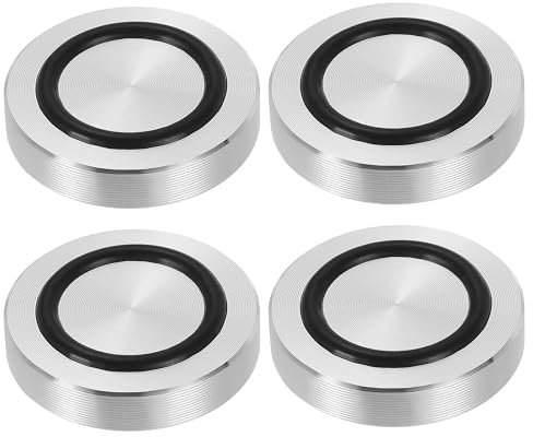 PATIKIL M8 Rosca 40mm Diámetro 8mm Espesor Disco de Círculo de Aluminio Adaptador de Tapa de Vidrio 4Pcs Pata Redonda de Mesa Sólidas Placa de con Anillo de Goma Antideslizante