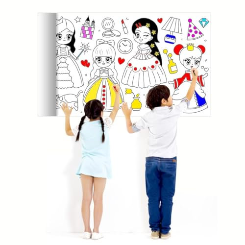 Ausmaltischdecke Prinzessin 30cm * 3m,Papier Tischdecke Zum Ausmalen,Coloring Paper Roll,Groß Ausmalen Poster,Maltischdecken Papier,Schneidbare Zeichenrolle Kinder,Diy Children's Spielzeug