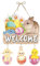 Yianyal -Willkommensschild,Ostern-Türschilder - Handgefertigtes Willkommensschild Ostereier,Rustikale Bauernhaus-Dekoration, Osterhasen-Türdekoration, Wanddekoration für
