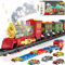 Electric Train Set Christmas Train Toys for Boys with Smokes, Lights and Sound (ON/Off) Rechargeable Train Set Under Christmas Tree, Toddler Model Trains for 3 4 5 6 7 8+ Years Old Kids Gifts