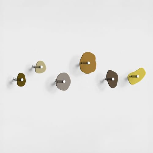 Giallobus - Appendiabiti da Parete - Pebbles Color 05 - Kit 6 pz - Vetro Acrilico - Kit 6 PCS. - Palette Colours 05 - Ganci attaccapanni e Accessori da Muro Decorativi