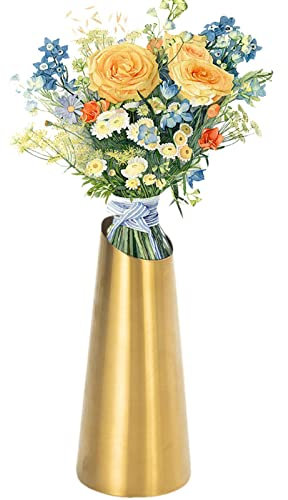 Moderne Blumenvase, Edelstahlvase | Dekorative goldene Vase aus Edelstahl hoch | Rostfreie Heimdekoration, modern für Zuhause, Hochzeiten, Partys, Restaurants