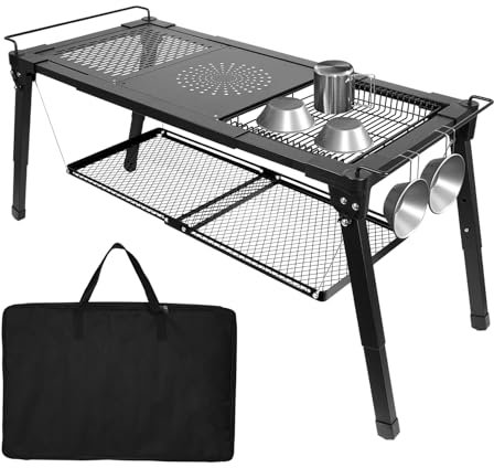 Msnaile Campingtisch faltbar aus Alu Gartentisch Balkontisch Reisetisch zusammenklappbar it Packtasche, Höhenverstellbar, für Picknick Grillen Garten Balkon