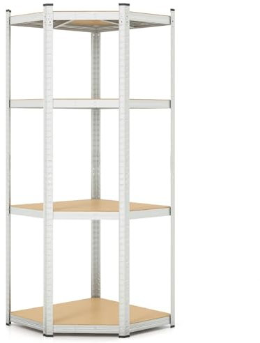 TANGZON 4-Tier Garage Shelves, 720KG Metal Corner Storage Rack with Adjustable Shelves & Anti-tipping Device, Heavy Duty Boltless Shelving Units Display Organizer for Home Office Workshop (Sliver)