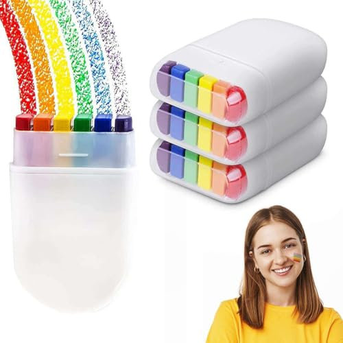 LAKJUOZ 4 Stück Regenbogen Schminke Gesichtsfarbe,Regenbogen Schminkstift Schminkstifte,Rainbow Schminke,Gay Pride Regenbogen Flagge Schminke Für Regenbogen Lgbt Party,Paraden,Theaterschminke(6 Farben