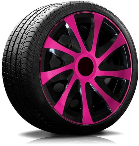 Autoteppich-Stylers RADKAPPEN RADBLENDEN RK04 schwarz/pink für 16 Zoll Stahlfelgen 4 Stück